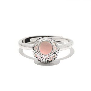 Recycled Antique Pink Depression Glass Sterling Adjustable Vintage Lace Ring